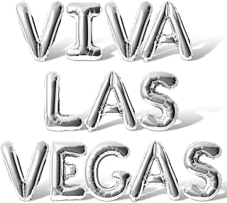Letter Balloons - VIVA LAS VEGAS 16" Inch Alphabet Letters Foil Mylar Balloon Bachelorette Party Banner (Silver)