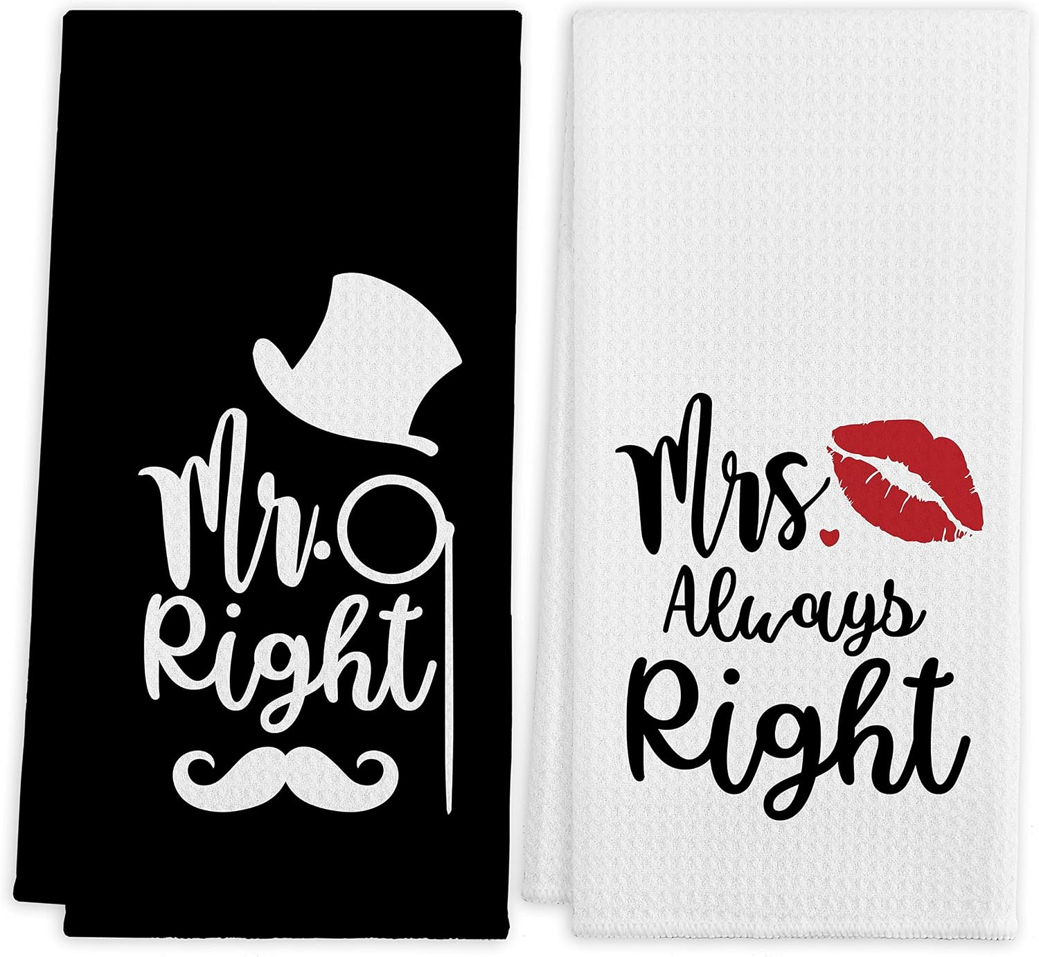 QIYUHOY Mr Right Mrs Always Right Hand Towels, 16x24 Inch Set of 2