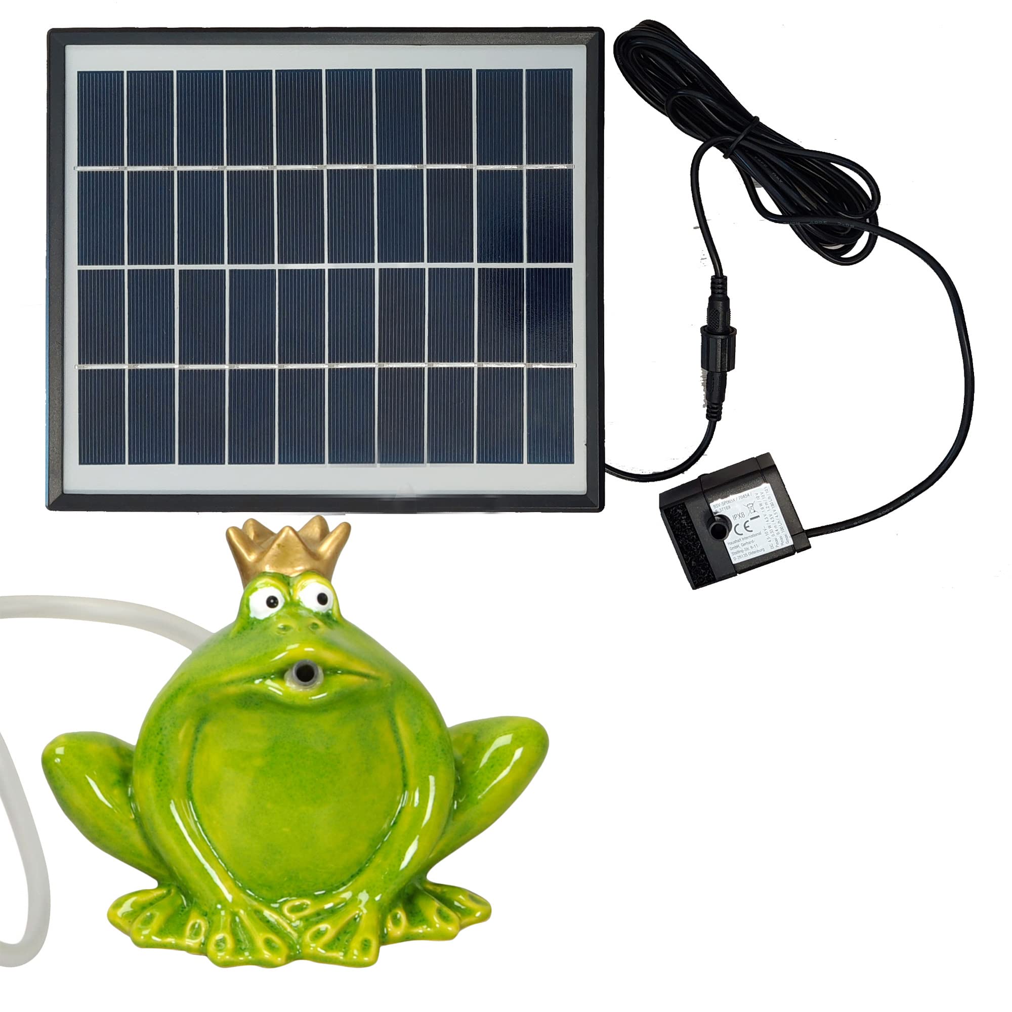 Wasserspeier Solar mit Akku Frosch 12cm Laufzeit ohne Sonne 4 - 5 Stunden