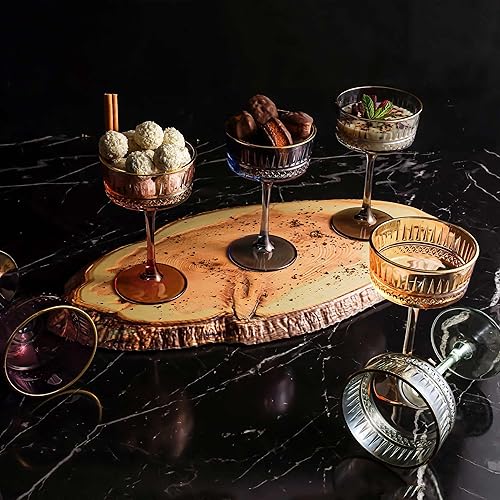 Vista 8 de The Buybox - Juego de 4 copas Coupé vintage, champán, cóctel, martini, copas de vino, cristalería de tallo largo (8.8 onzas líquidas)