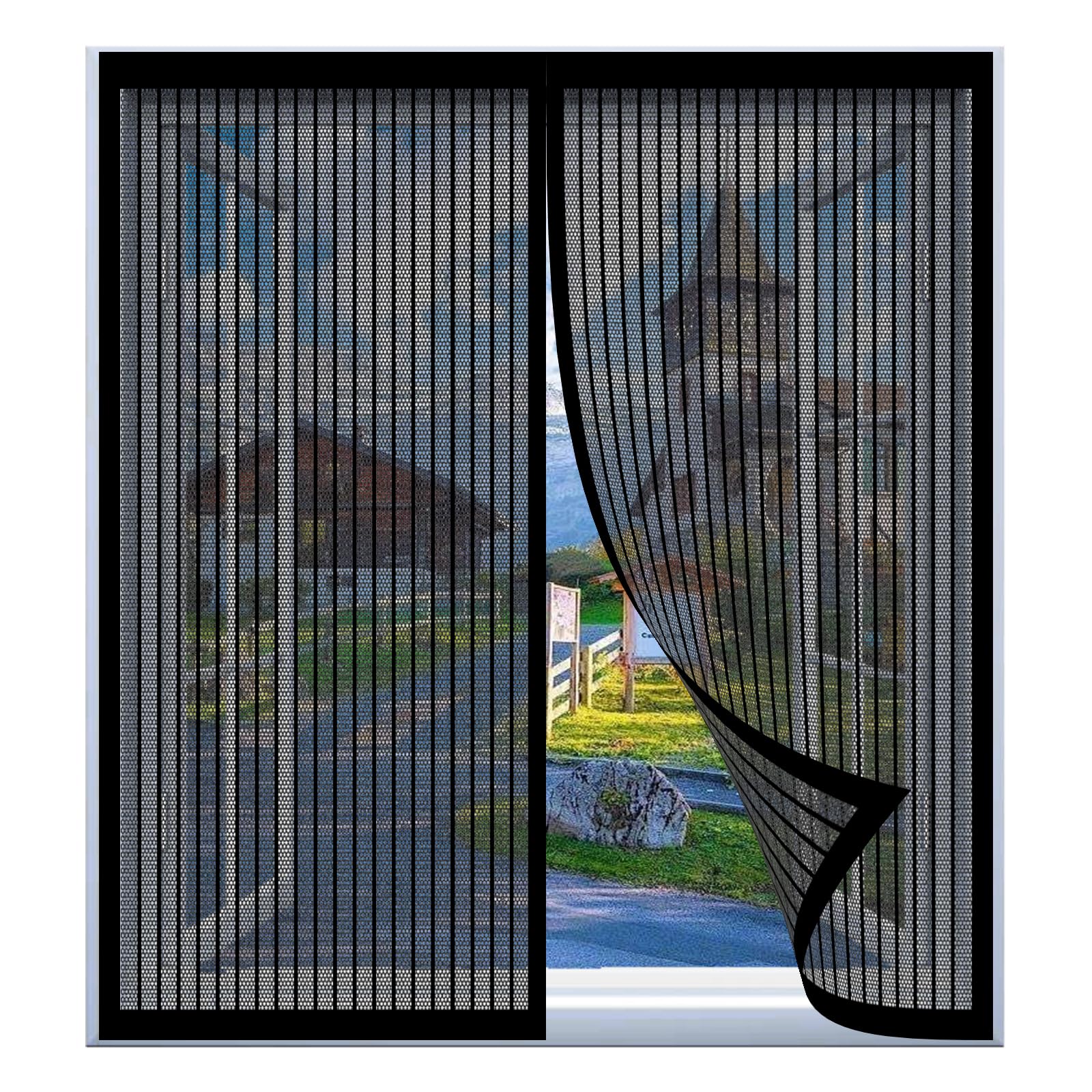 Moustiquaire pour fenêtres 87x87 cm rideau aimanté sans percer