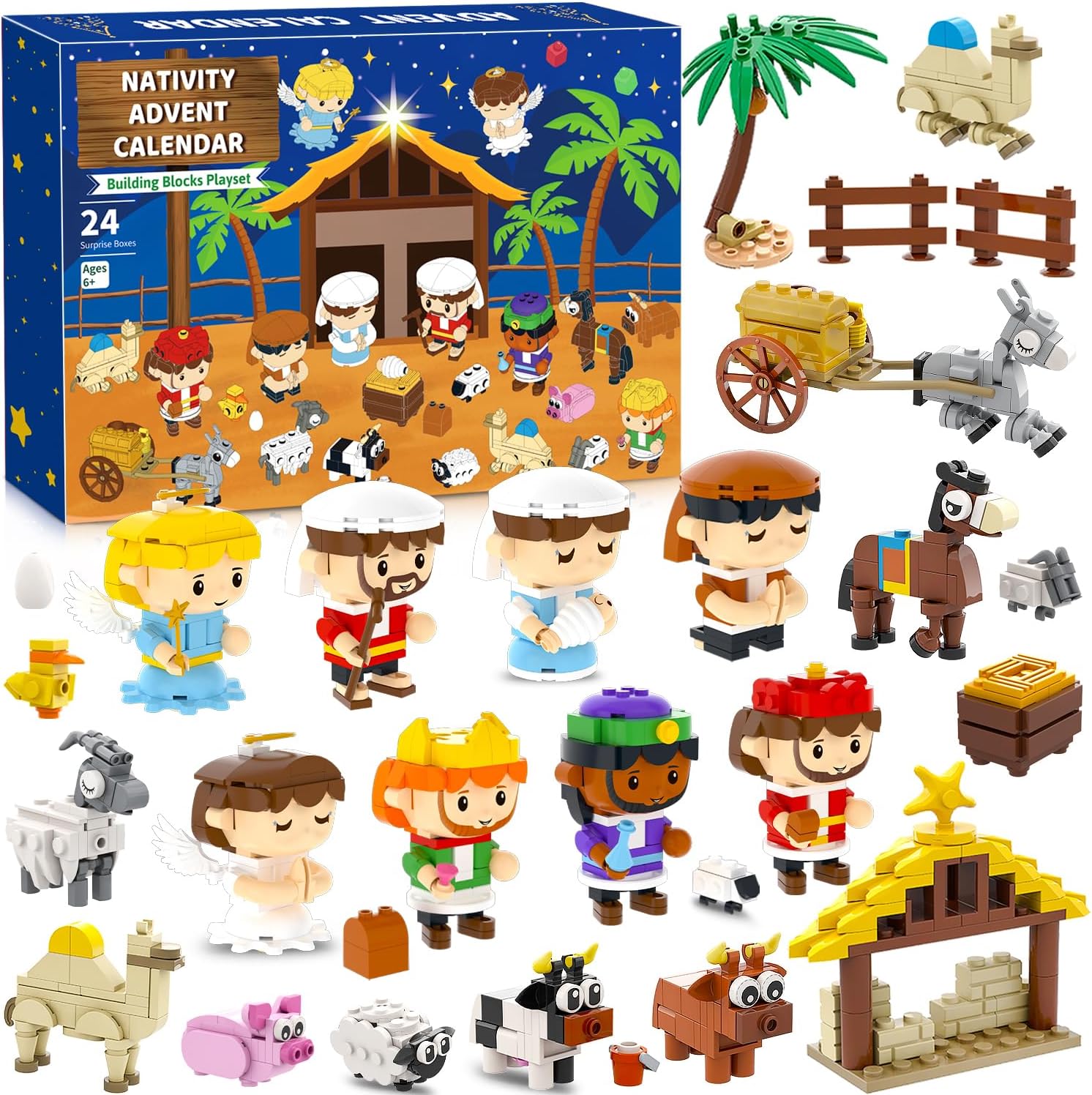 Advent Calendar 2025 Kids Adults Women Teens Girls Boys,Nativity Building Blocks Advent Calendar Toy for 6 7 8-12 Year Old Boys, Girls,Christmas Stocking Stuffers Gifts Party Favors