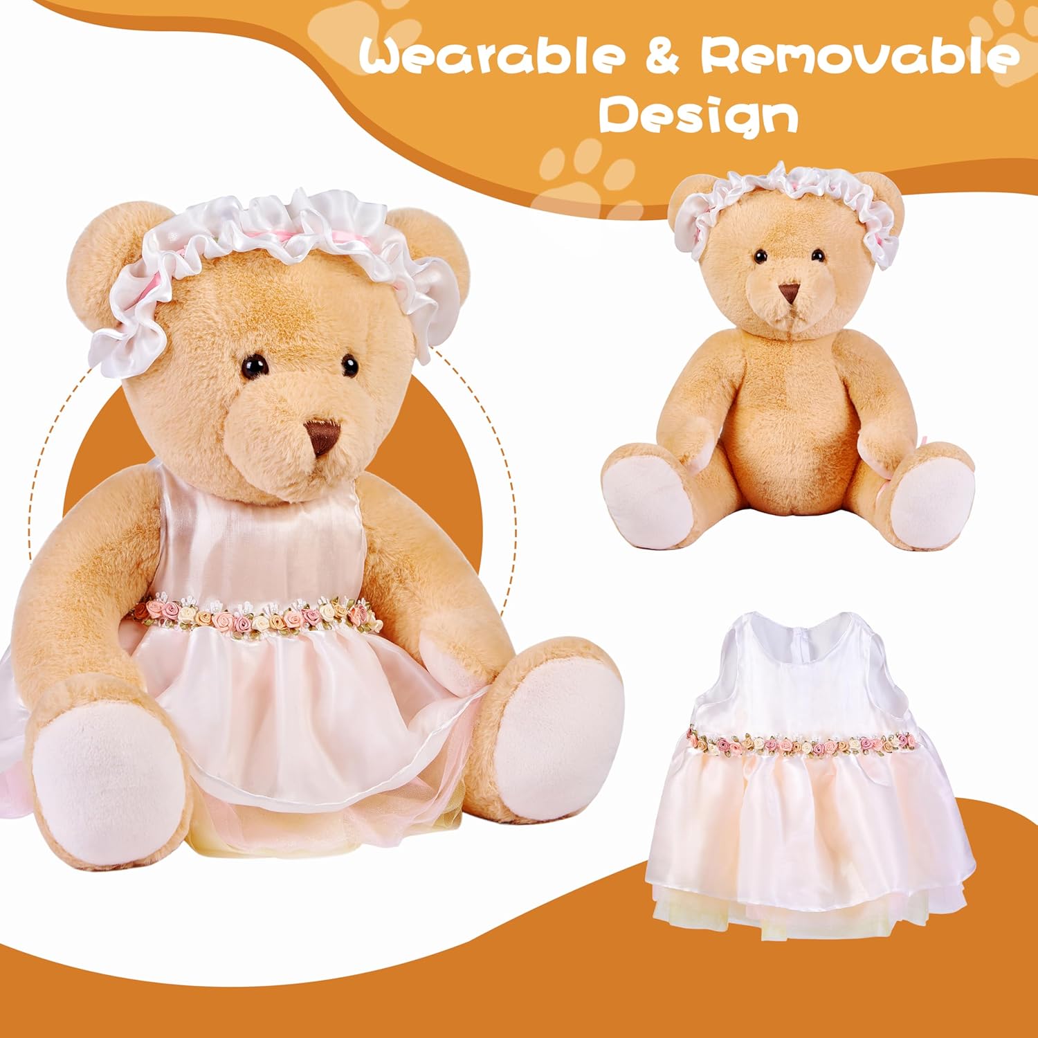 Big Teddy Bear Stuffed Animal with Clothes,27" Large Plush Toy with Dress,Giant Cuddly Soft Gift for Babies, Boys, Girls,Girlfriend on Christmas, Valentine's Day
