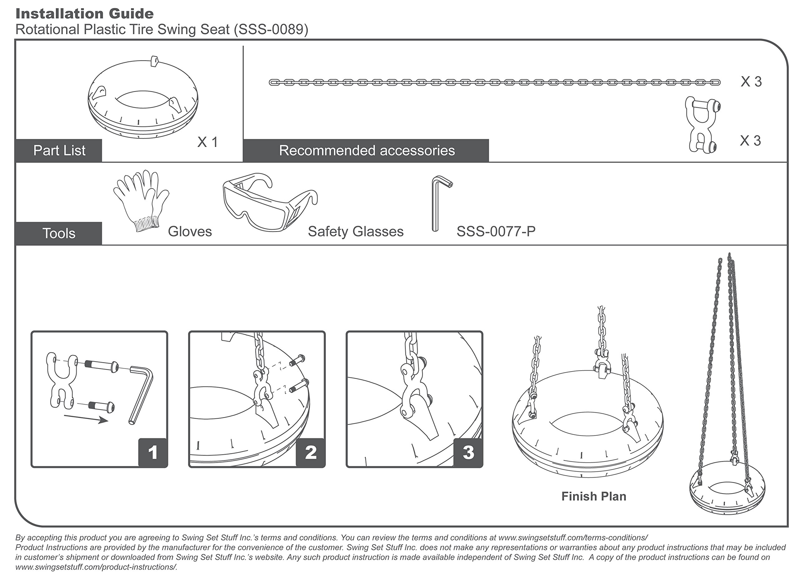 Swing Set Stuff Inc. Rotomold Tire with SSS Logo Sticker Playground Attachment, Green