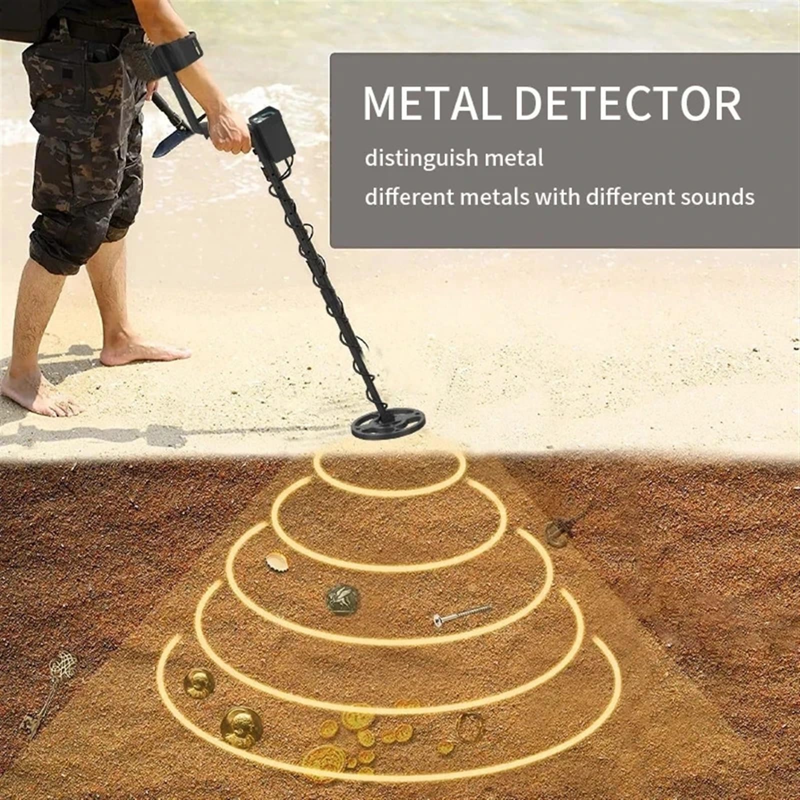 Wykrywacz metalu, Profesjonalny wykrywacz metali Treasure o wysokiej czułości, podziemny, regulowany lokalizator, IP68, wodoodporny