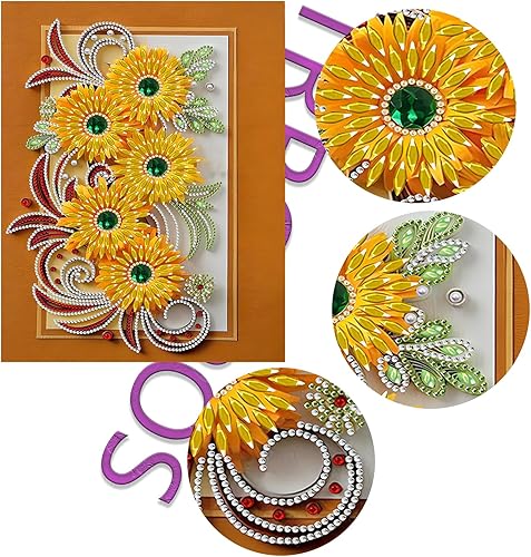 Miniatura 2 de TRRCEPOS Pintura de diamante de taladro parcial, kit de pintura de diamante 5D para adultos y niños, imágenes de flores de diamante de 12 x 16