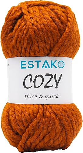 Miniatura 1 de Estako Cozy Thick & Quick Yarn - Hilo grueso y rápido, 20% lana, 80% acrílico, suave, súper voluminoso, peso #6, 3.52 oz (100 gr), 65 yardas (196.9