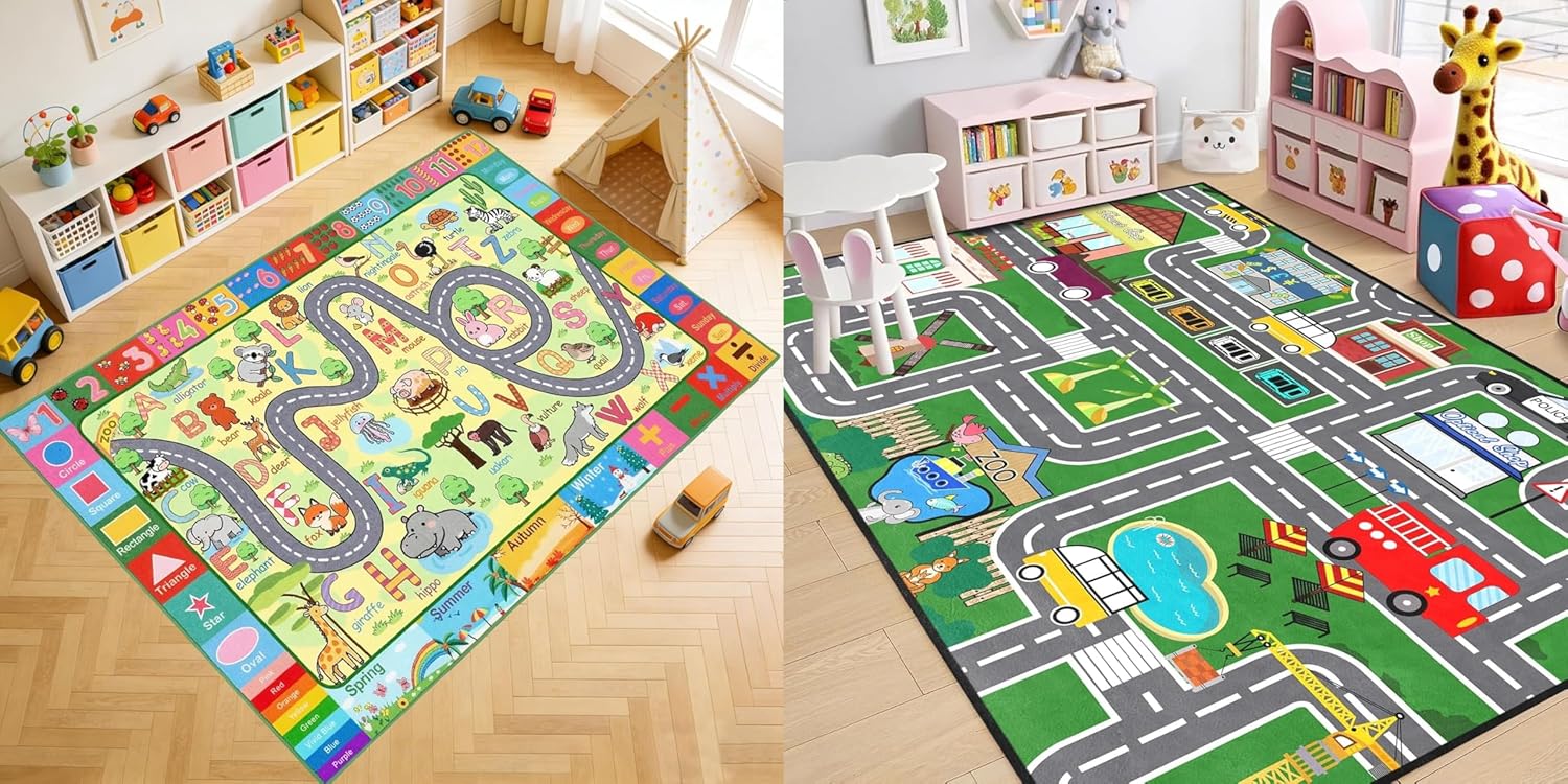 3x5 Feet Educational Area Rug+2. 5x4 Feet Road Map Carpet