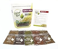 NaturalRoots Non-GMO Sprouting Seeds Variety Pack: 2x Broccoli, Alfalfa, Radish, Mung Bean & Salad Mix - 10 Premeasured Packs for Jars/Trays