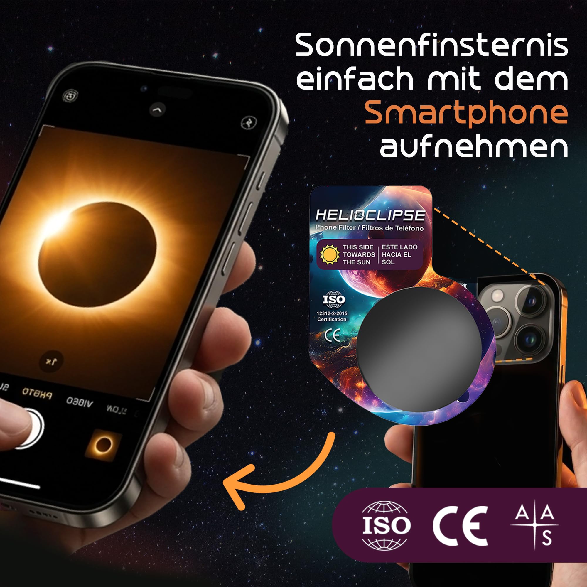 Helioclipse 12/25/50/100 Sonnenfinsternis Brille ISO 12312-2 Zertifiziert 2026 - Brillen Sonnenfinsternis - Schutzbrille für Sonnenfinsternis - Solar Eclipse Glasses