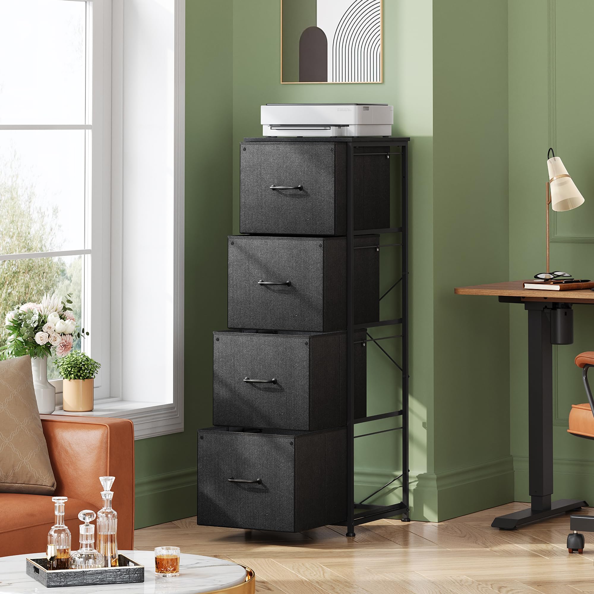 DEVAISE 4 Drawer File Fabric Storage for Home Office