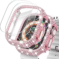 Vista 59 de Surace - Carcasa compatible con Apple Watch de 1.65 pulgadas con protector de pantalla de cristal templado, diseño brillante con 300 diamantes