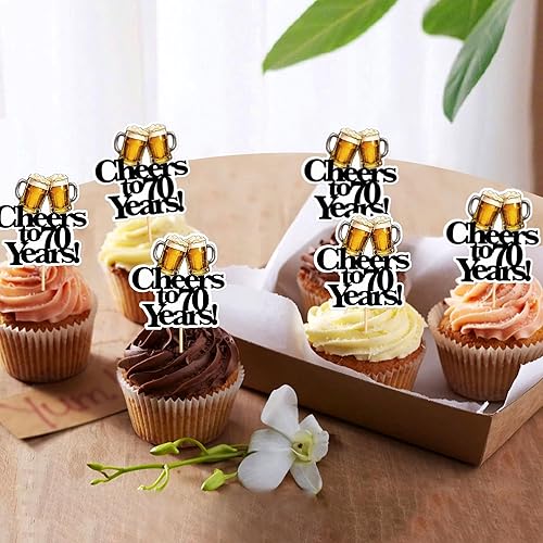 Miniatura 53 de Ercadio Paquete de 24 adornos para cupcakes de Cheers and Beers con taza de cerveza con purpurina para cupcakes, baby shower, cumpleaños, cervezas