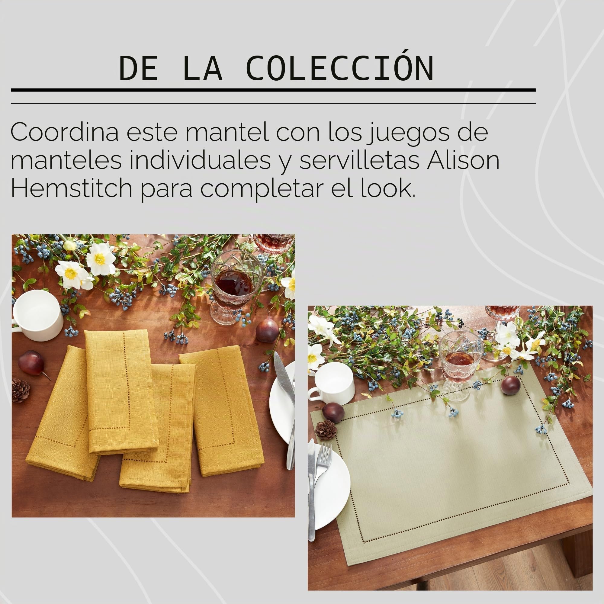 Elrene Home Fashions Alison - Mantel de Tela con diseño de Borde con Ojales, Rectangular, 60 x 84 Pulgadas, Amarillo Dorado