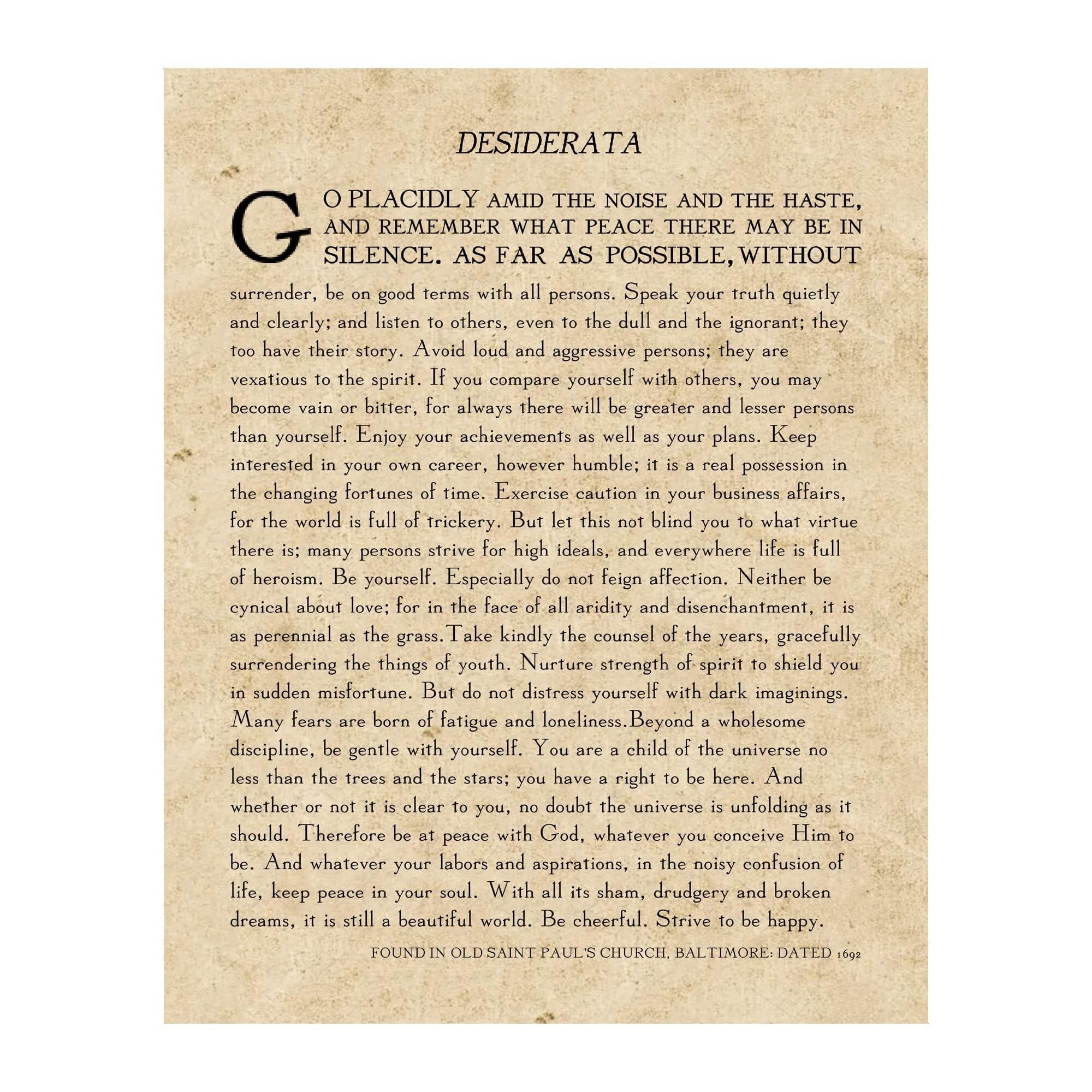 Desiderata by Max Ehrmann Vintage Print: Classic Poetry Wall-Art for Home, Library, and Office Decor(Unframed,12x18inch(30x45cm))