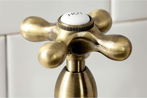 Miniatura 4 de Kingston Brass KS1273AXBS Heritage - Grifo de puente de cocina de 8 pulgadas con rociador de latón, latón antiguo, 8-34 pulgadas