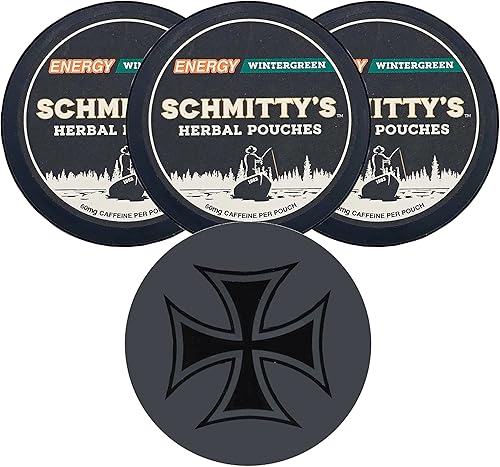 DC Crafts Nation Skin Can Cover Iron Cross con 3 latas Schmitty's Herbal Snuff Wintergreen Energy Bags