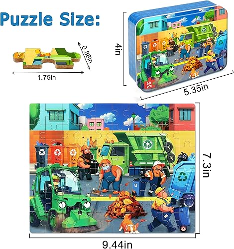 Miniatura 49 de LELEMON Rompecabezas para niños de 4 a 8 años, rompecabezas de 100 piezas para niños, rompecabezas educativos para niños en una caja de metal