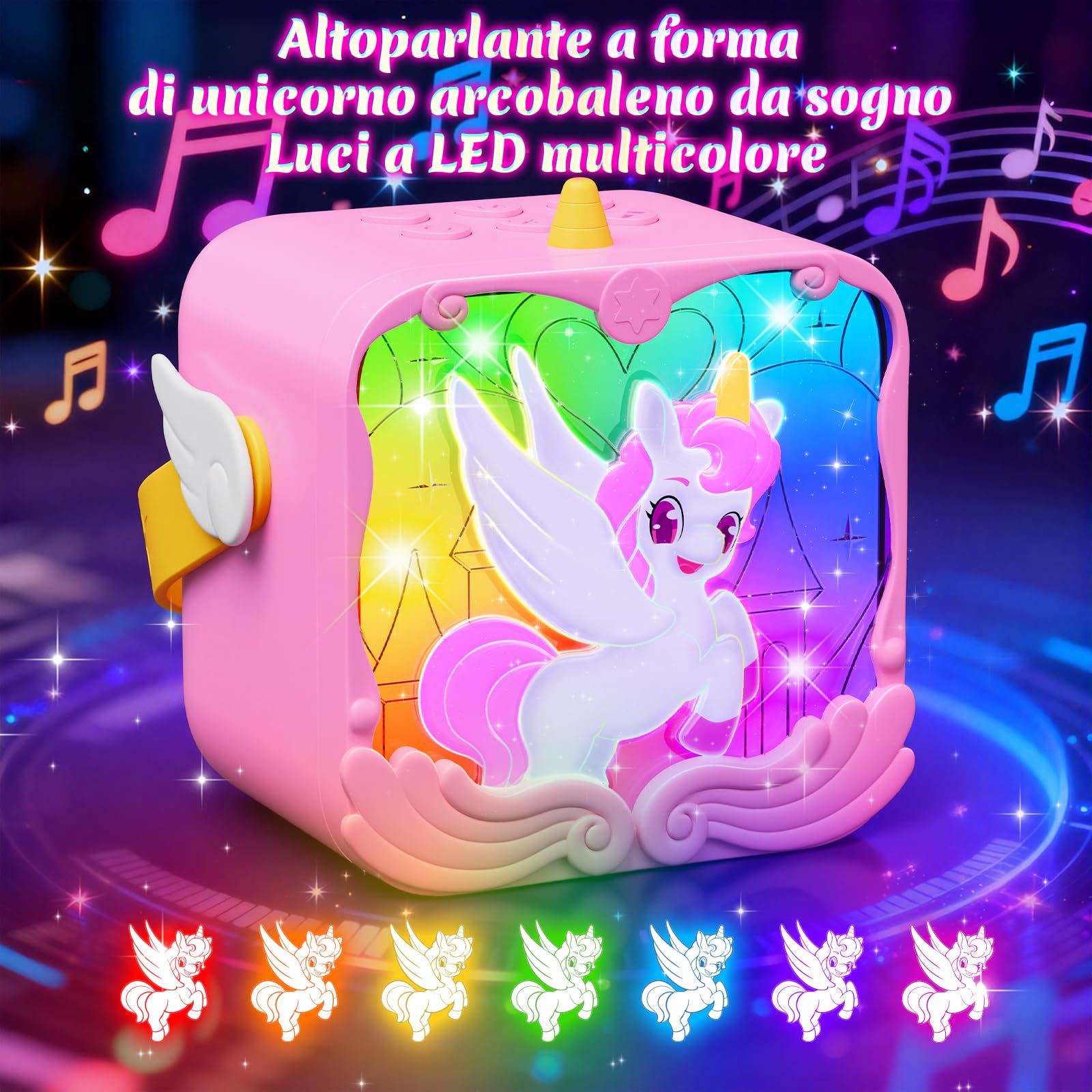 Unicorno Karaoke per Bambini con Luce LED,Regalo Bambina 3 4 5 6-10 Anni Giochi 3-12 Anni Unicorno Bambina Regalo Canta tu Karaoke Microfono Bluetooth Regalo Bimba 3 4 5 Anni Microfono Wireless Natale