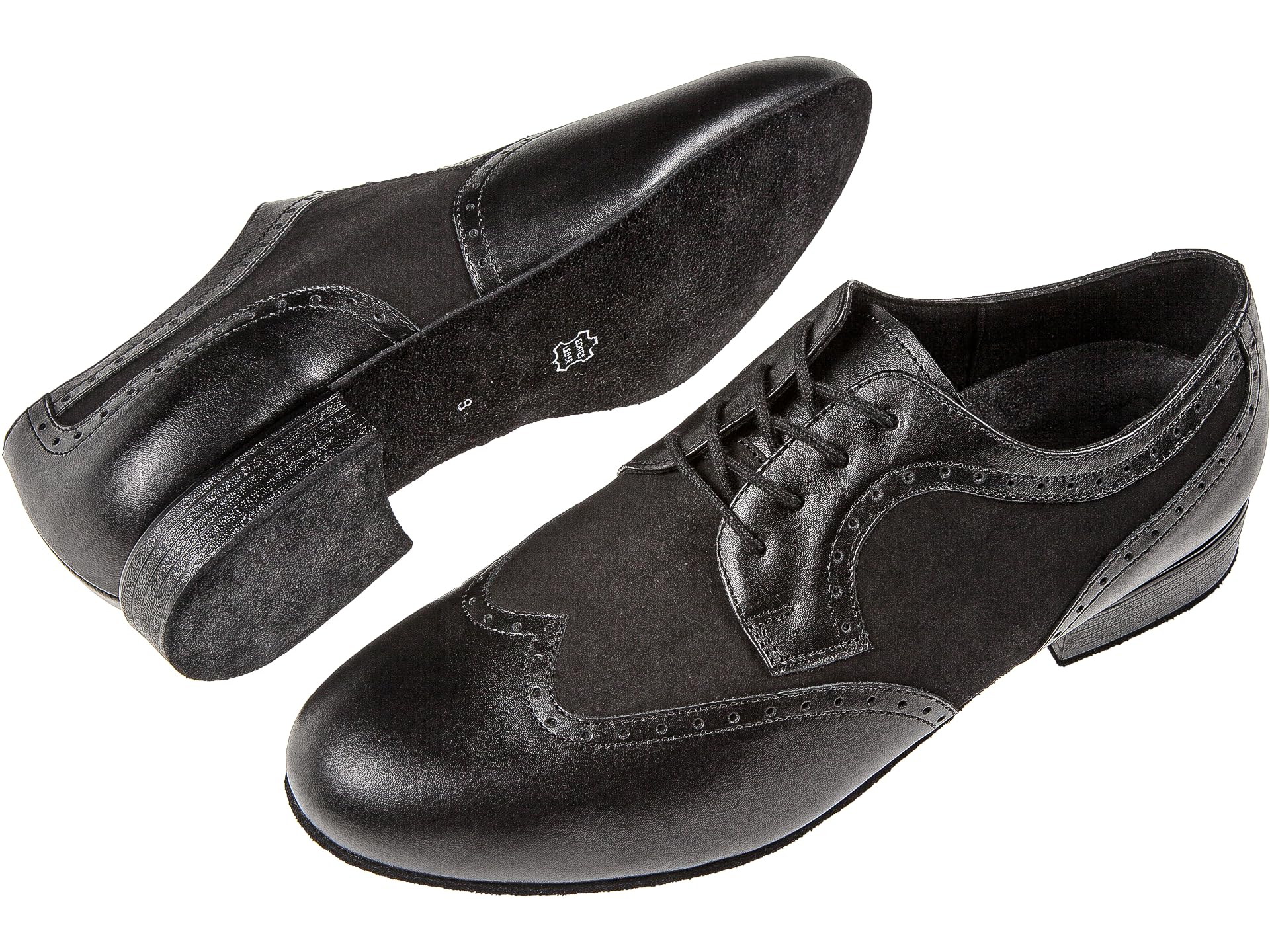 Scarpe da Ballo Diamant Uomo Pelle Nera Extra Larga 2 cm Suola Cuoio Grezzo Made in Germany
