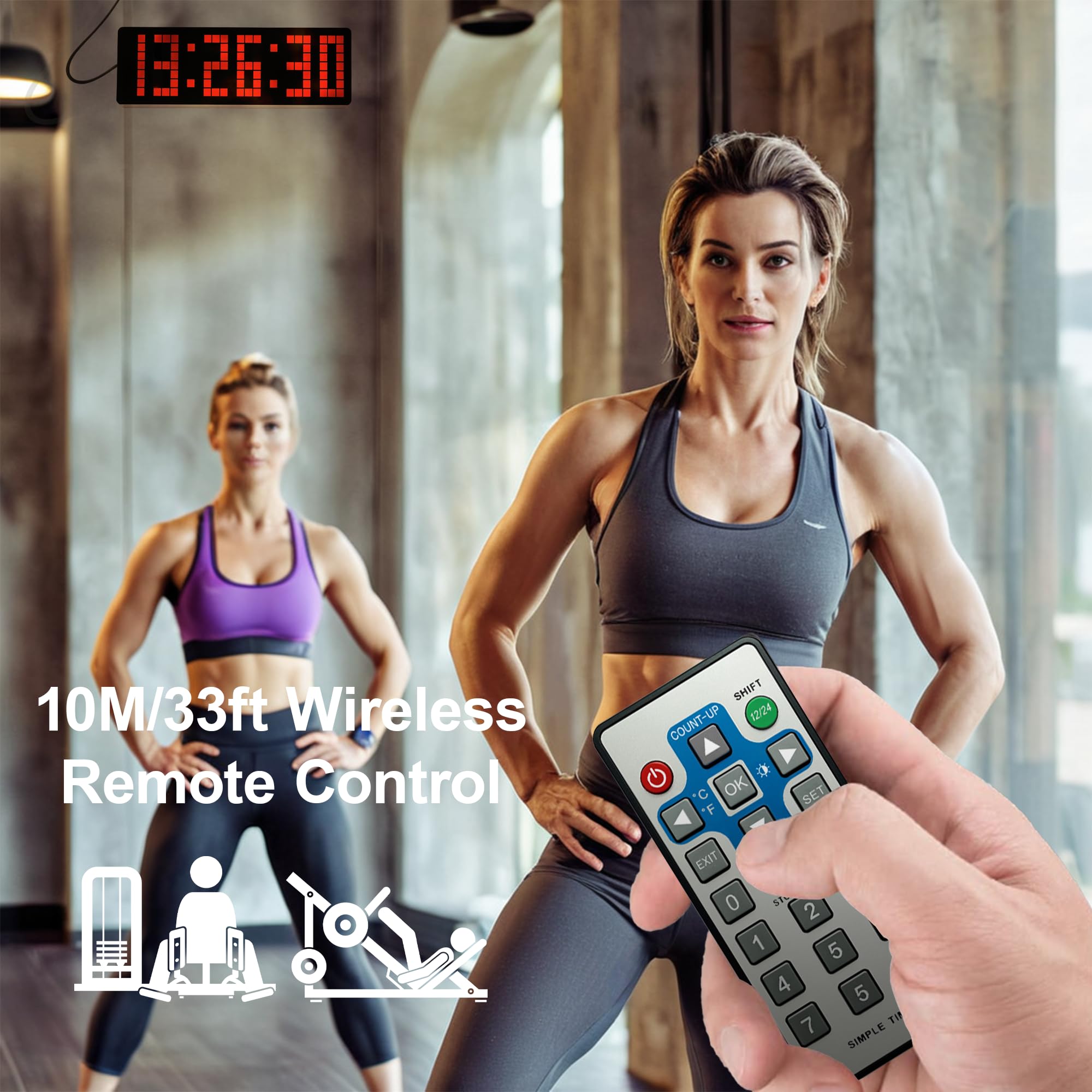 Timer da Palestra 13.2" LED Gym Timer Countdown Up Cronometro Luminosità Regolabile Telecomando