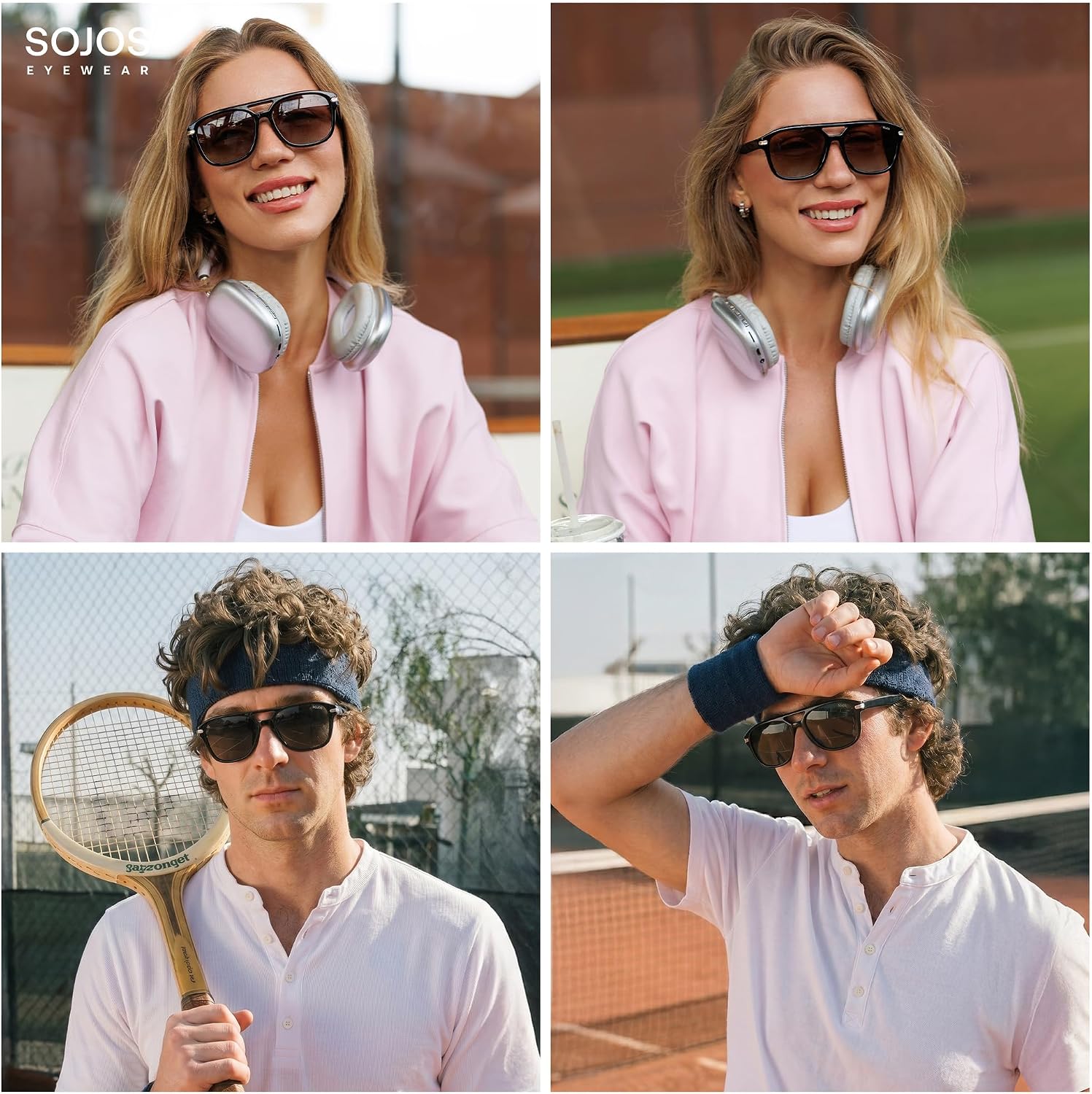 SOJOS Aviator Sunglasses Womens & Men Square Polarized Lens UV400 Designer 90s Shades SJ2650