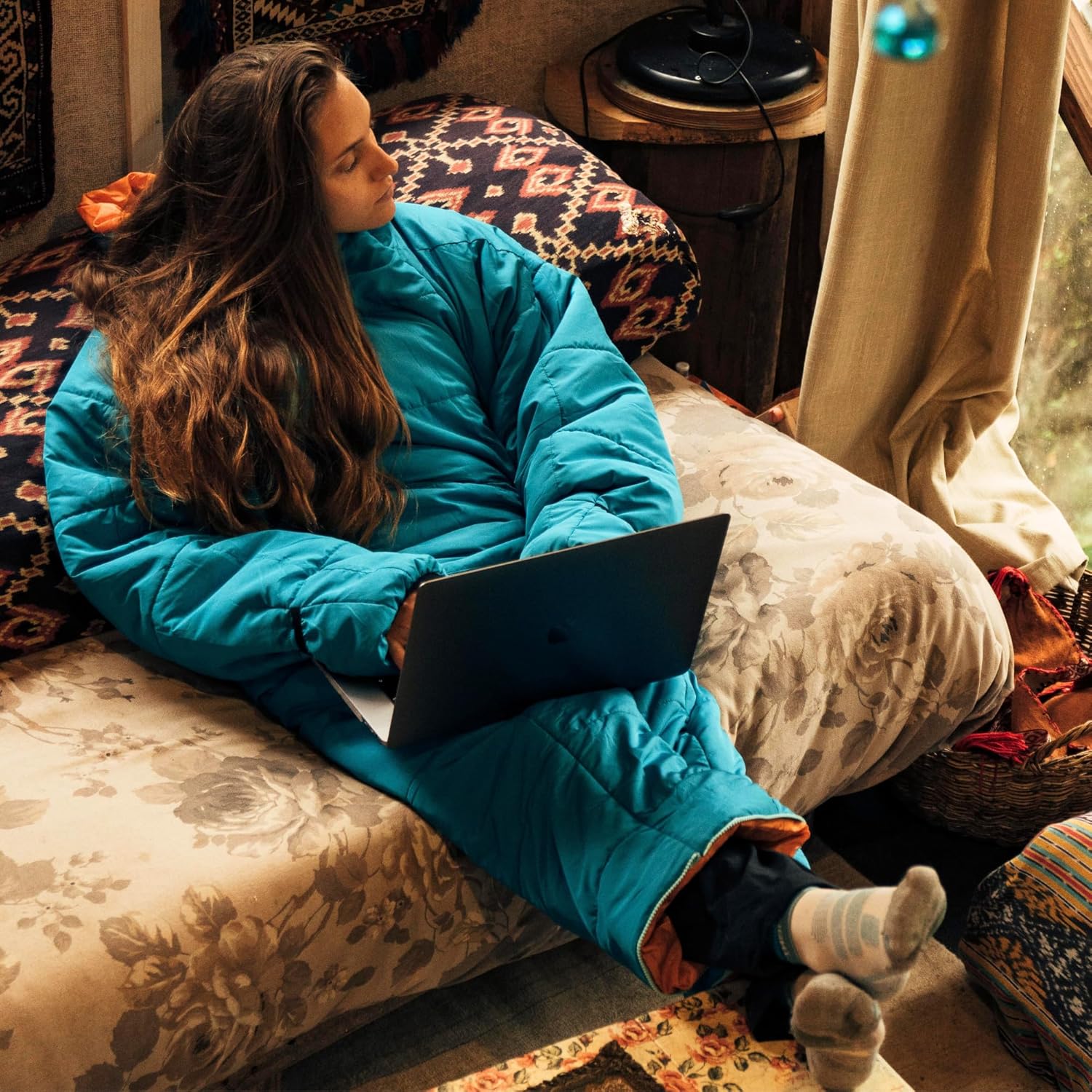 着る寝袋 Selk' bag lite シュラフ light M ベスト ブルー