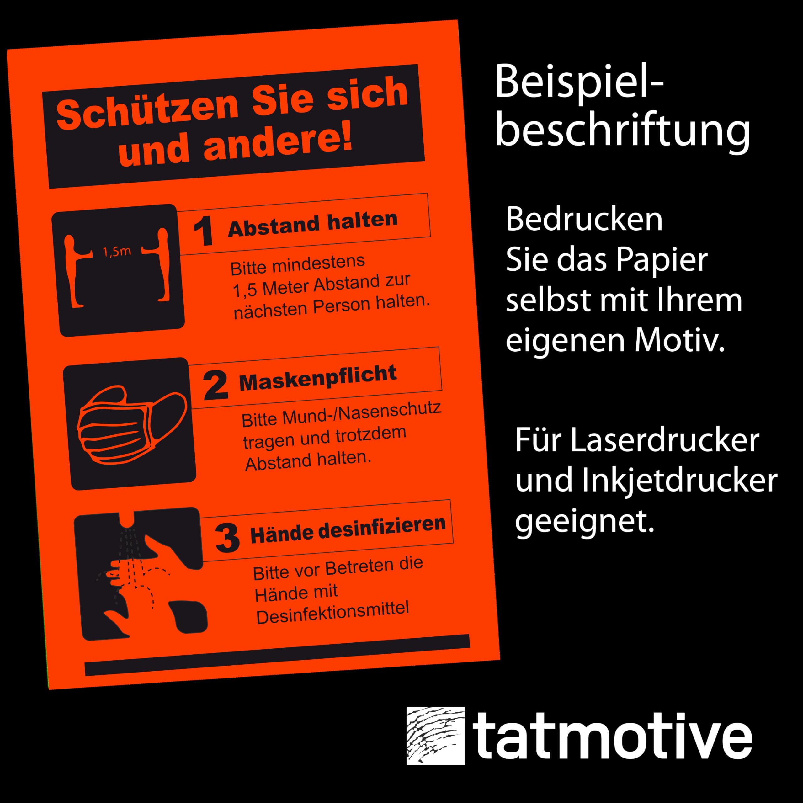 TATMOTIVE 500 Blatt Neonpapier Extrem Grell Rot A4 Leuchtpapier