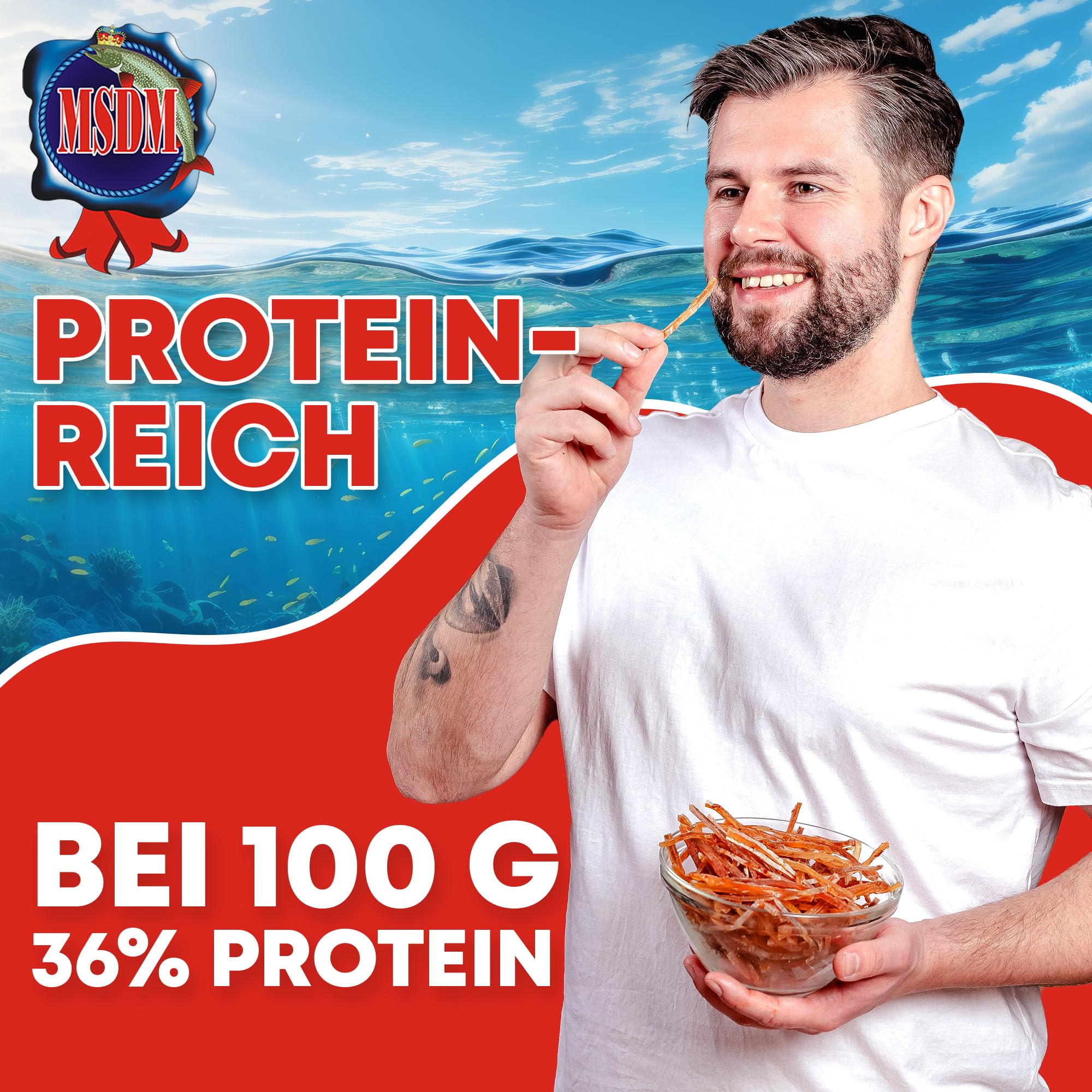 Pazifischer Kabeljau - Original (1kg XXL Pack) - natürlicher Snack getrocknet & gesalzen I Fitness Snack I Trockenfisch Omega 3 I Knabberspaß Beef Jerky Trockenfleisch Alternative