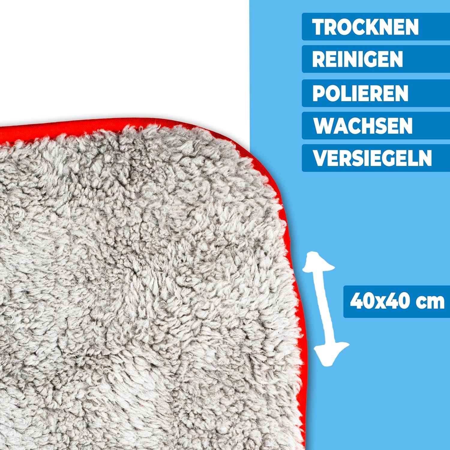 10X Premium Mikrofasertuch Autotuch 40×40 cm | Flauschige Poliertücher für Trocknung & Pflege – ultraweich, fusselfrei, kratzfrei, lackschonend, staubbindend, saugstark-für Auto, Motorrad
