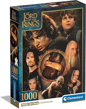 Clementoni Lord of The Rings Rings - 1000 Pieces, Poster Included, Famous Movie Puzzle, Fun for Adults, Made in Italy, 39907, Multicoloured
