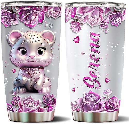 WONWIX Regalo personalizado de leopardo para mujeres, vaso térmico de acero inoxidable de 20 onzas, taza de café, taza de viaje, botella de agua, disponible en Yaxa Peru