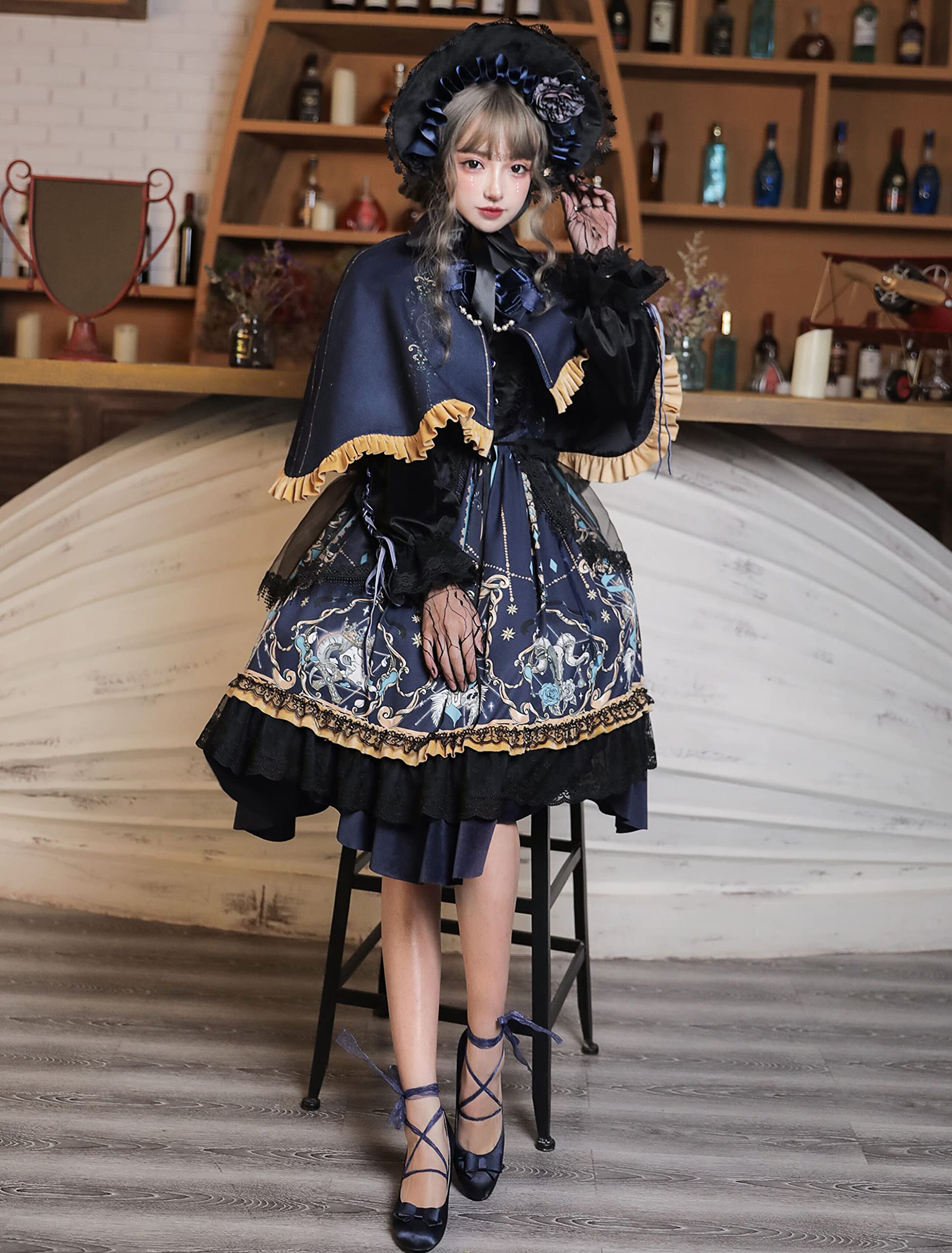 Amazon.co.jp: 日本のゴシックドレスロリータケーププラスサイズの