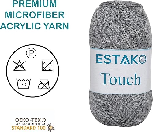 Miniatura 3 de Estako Touch%100 Premium - Hilo microacrílico de 3.53 oz 246 yardas (2130 - Gris oscuro)