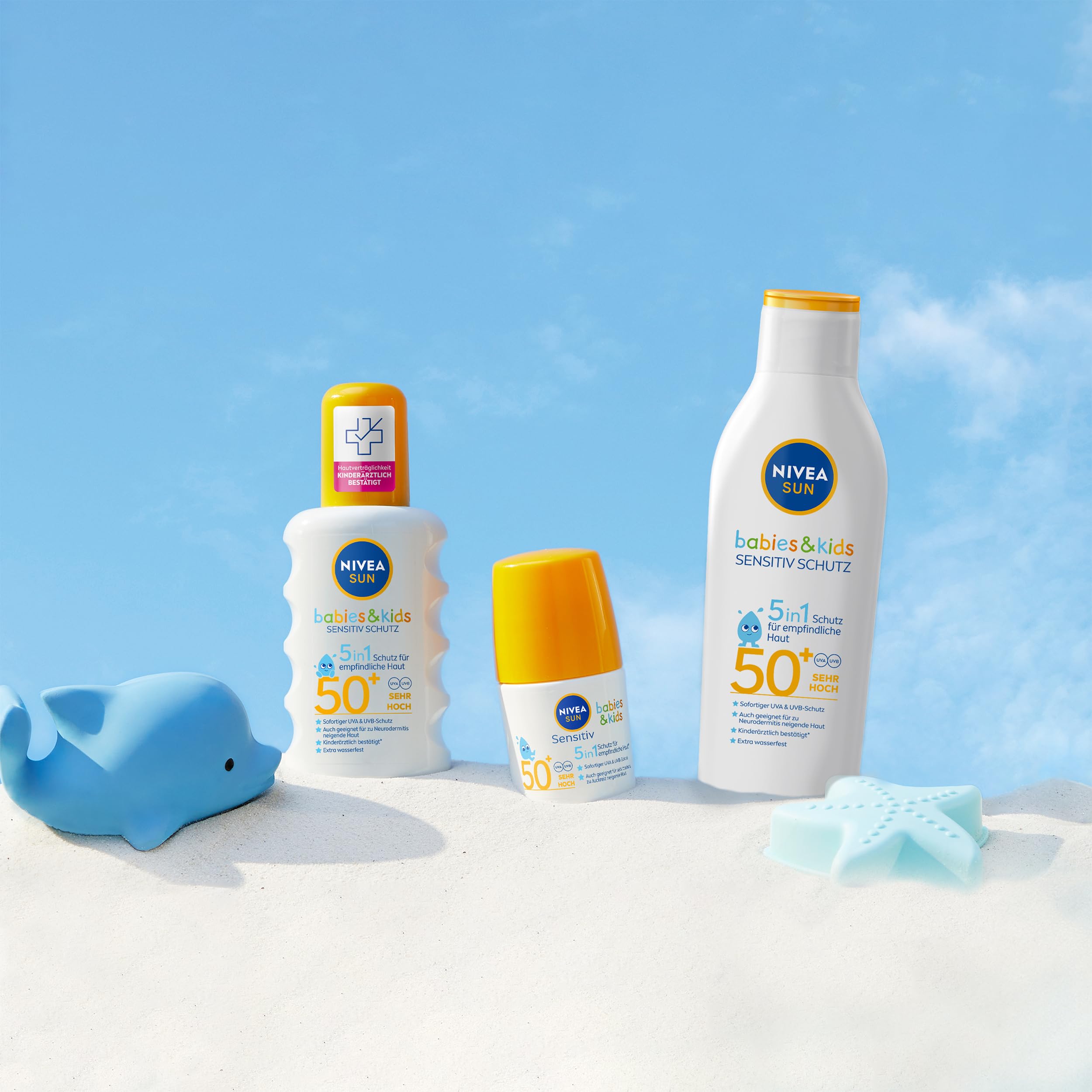 NIVEA SUN Babies & Kids Sensitiv Schutz 5in1 Sonnenspray LSF 50+, extra wasserfestes Sonnencreme... Ansicht 6