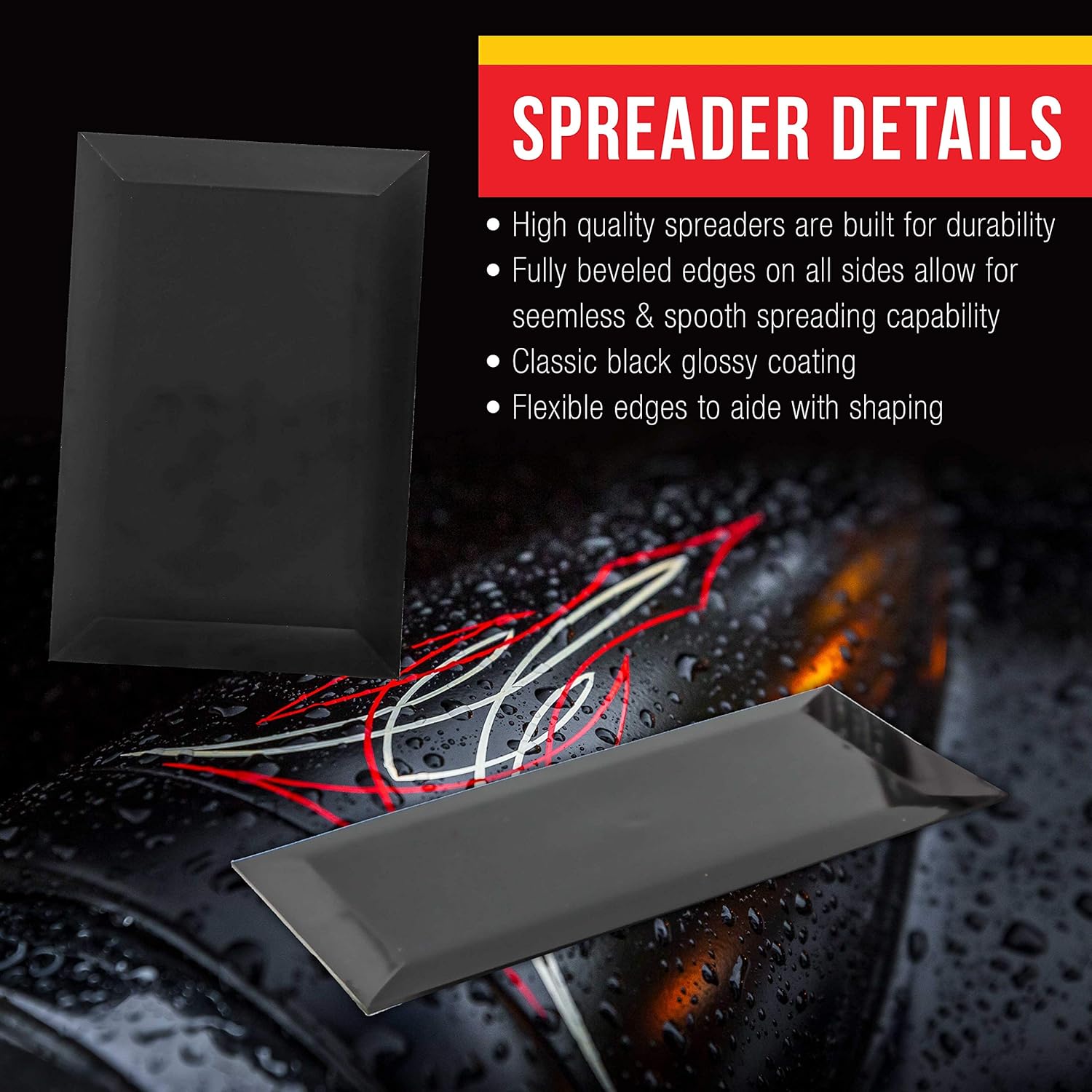 Custom Shop 4" x 2-3/4" (Pack of 25) Double Sided Black Plastic Ultra Flexible Filler Spreaders : Automotive