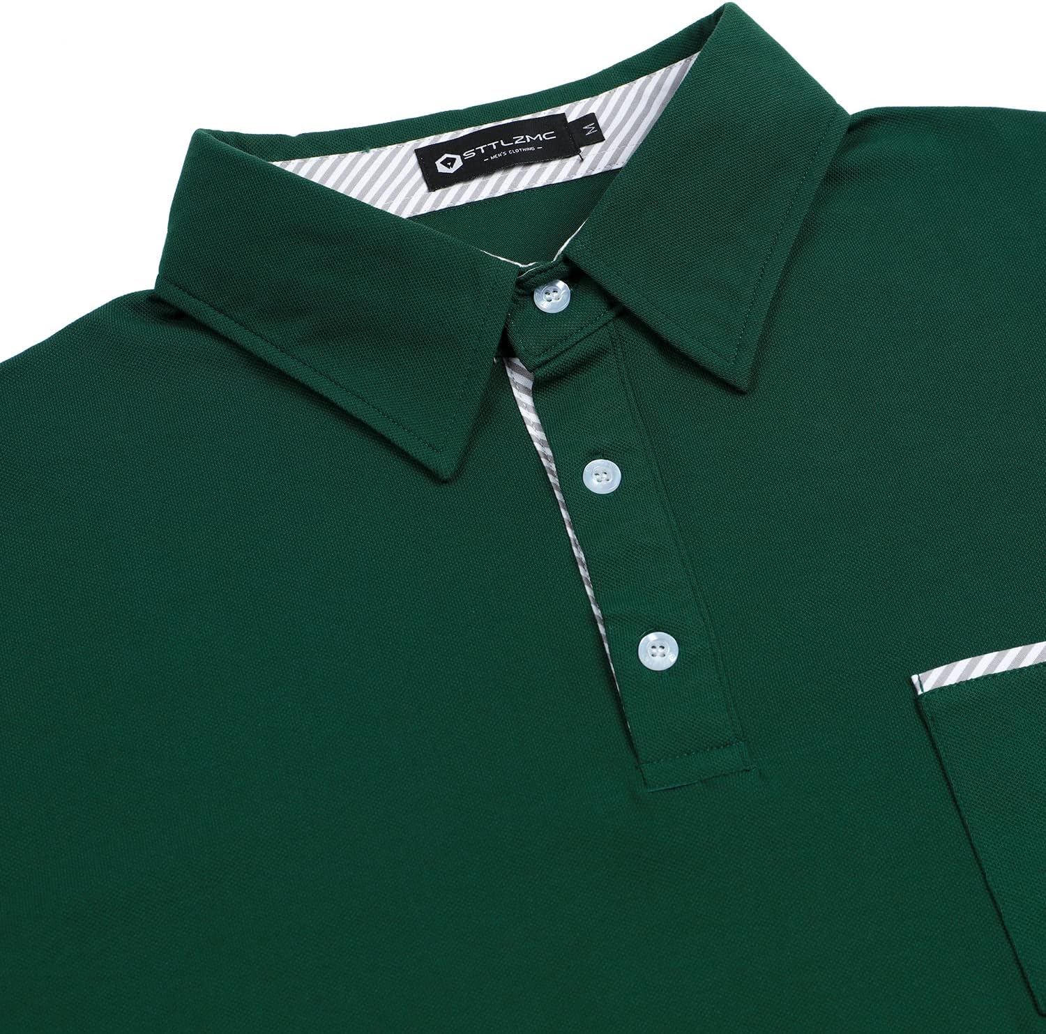 Men's Polo Shirt Short Sleeve Fashion Diagonal Strips Collar Classic Casual T-Shirt with Pocket - Image 4