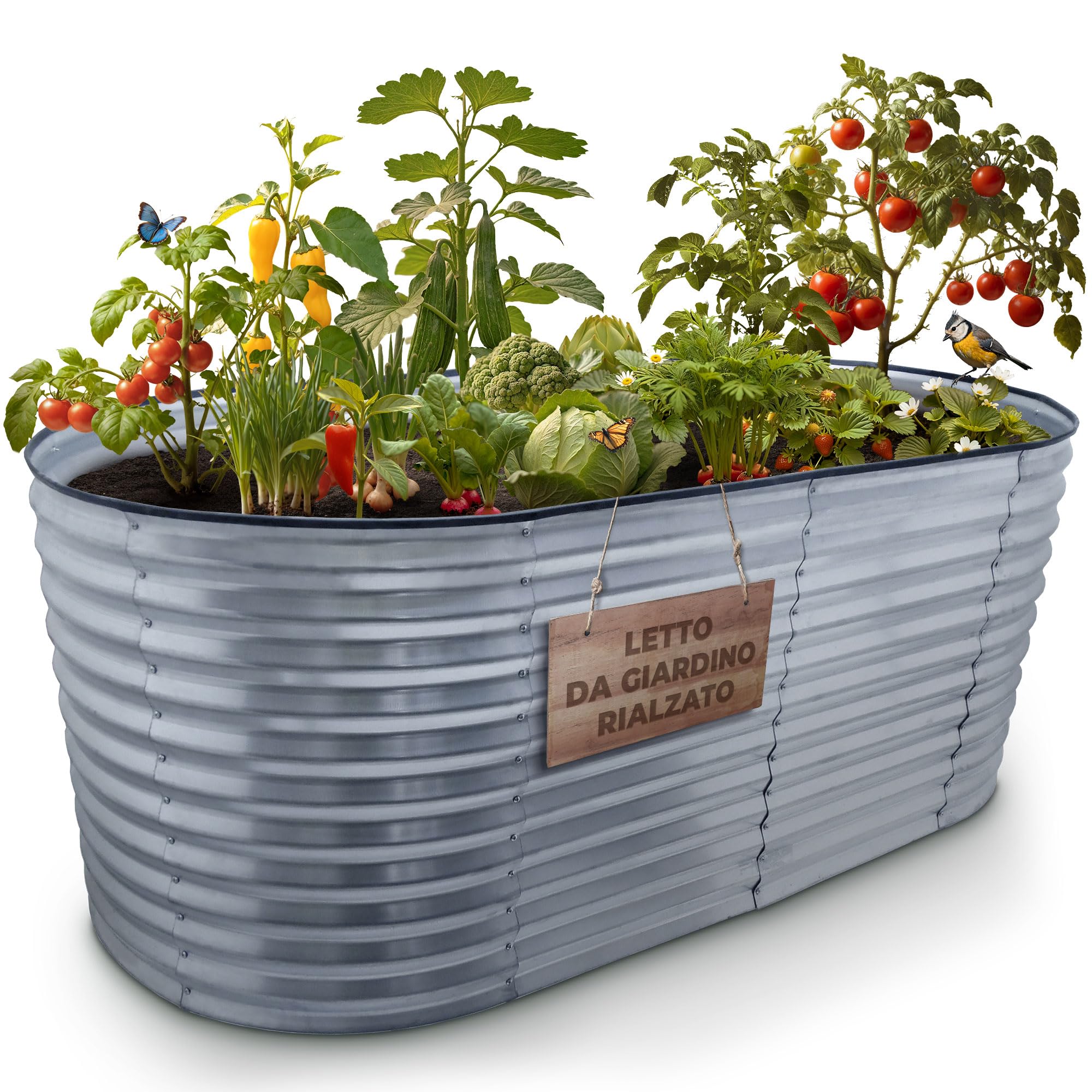 Aiuola Rialzata In Metallo STREND PRO 120x90x30 Cm – Lamiera Ondulata Zincata, Per Verdure, Erbe E Pomodori, Fondo Aperto