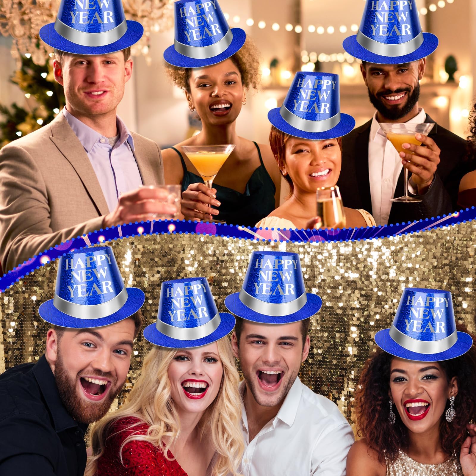 Denylo pro Silvester-Party-Zubehör, Glitzer-Papierhüte, Silvester-Hüte für Silvesterparty, Foto-Requisiten