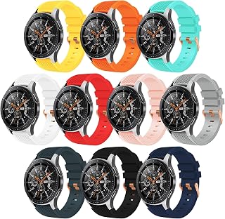 10 Pack Sport Bands Compatible for Galaxy Watch 3 45mm Band/Galaxy Watch 46mm Band/Gear S3 Frontier/Classic Watch, 22mm Quick Release Silicone Watch Band Replacement for Women Men