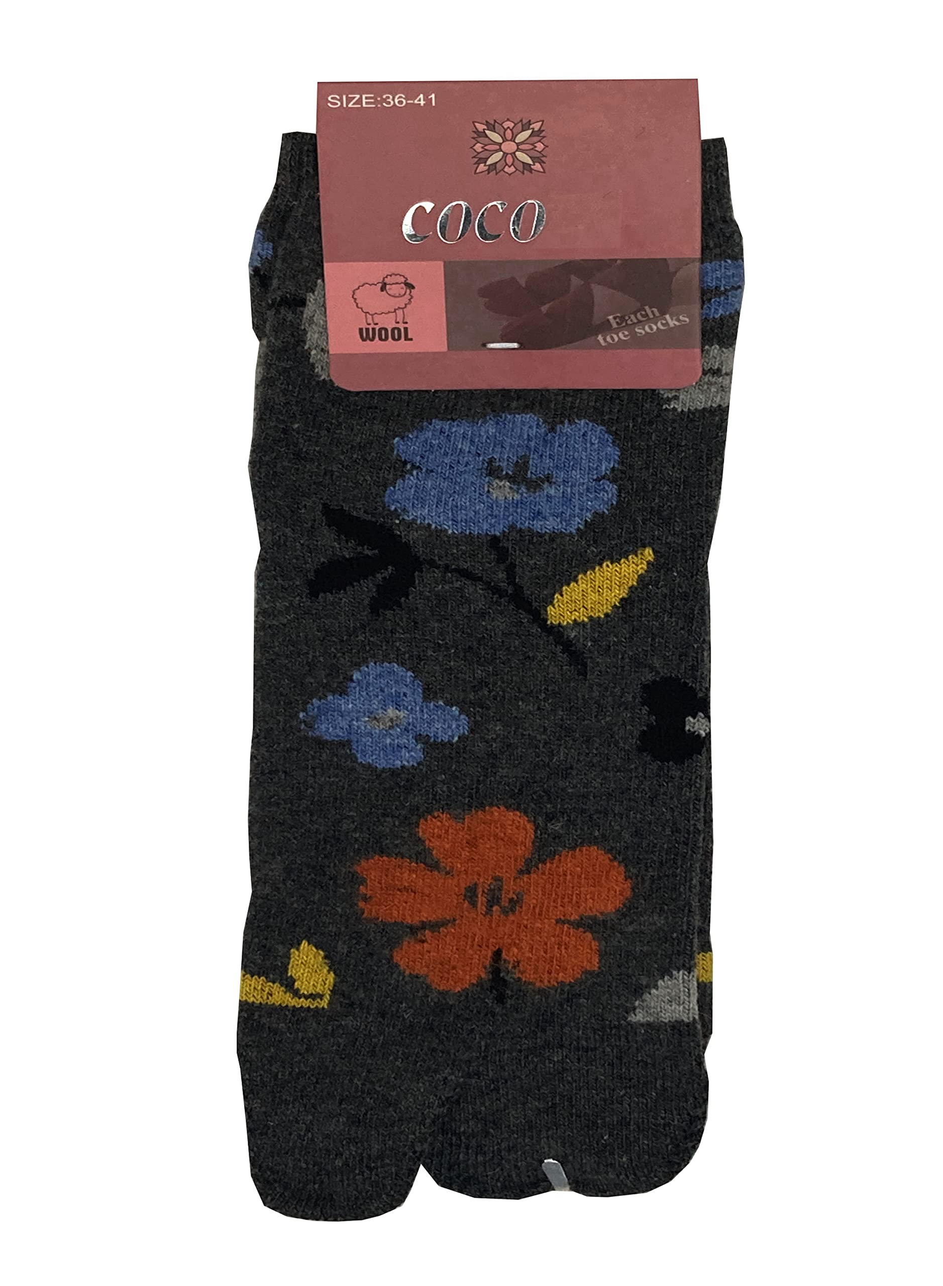 Coco Rabbit Hair Wool Unisex Thermal Winter Socks, Flower Women Winter Lined Boot Ankle Length Insulated Heated Socks For Cold Weather Toe Socks,Size-Free-image-10