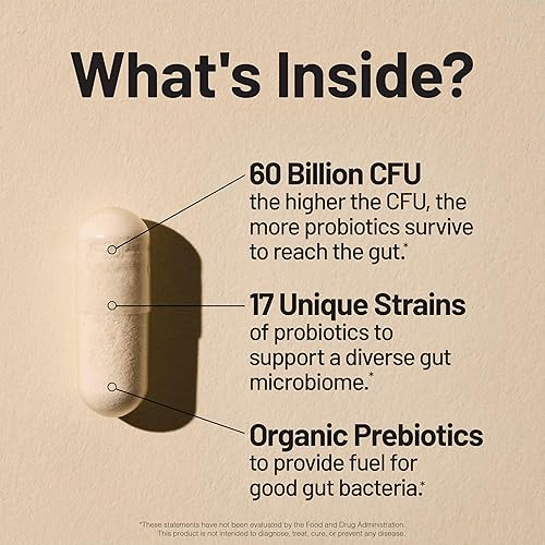 Miniatura 7 de NatureWise Probióticos 60 mil millones de UFC, 17 cepas + prebióticos orgánicos, apoyo para la salud inmunológica, digestiva e intestinal para