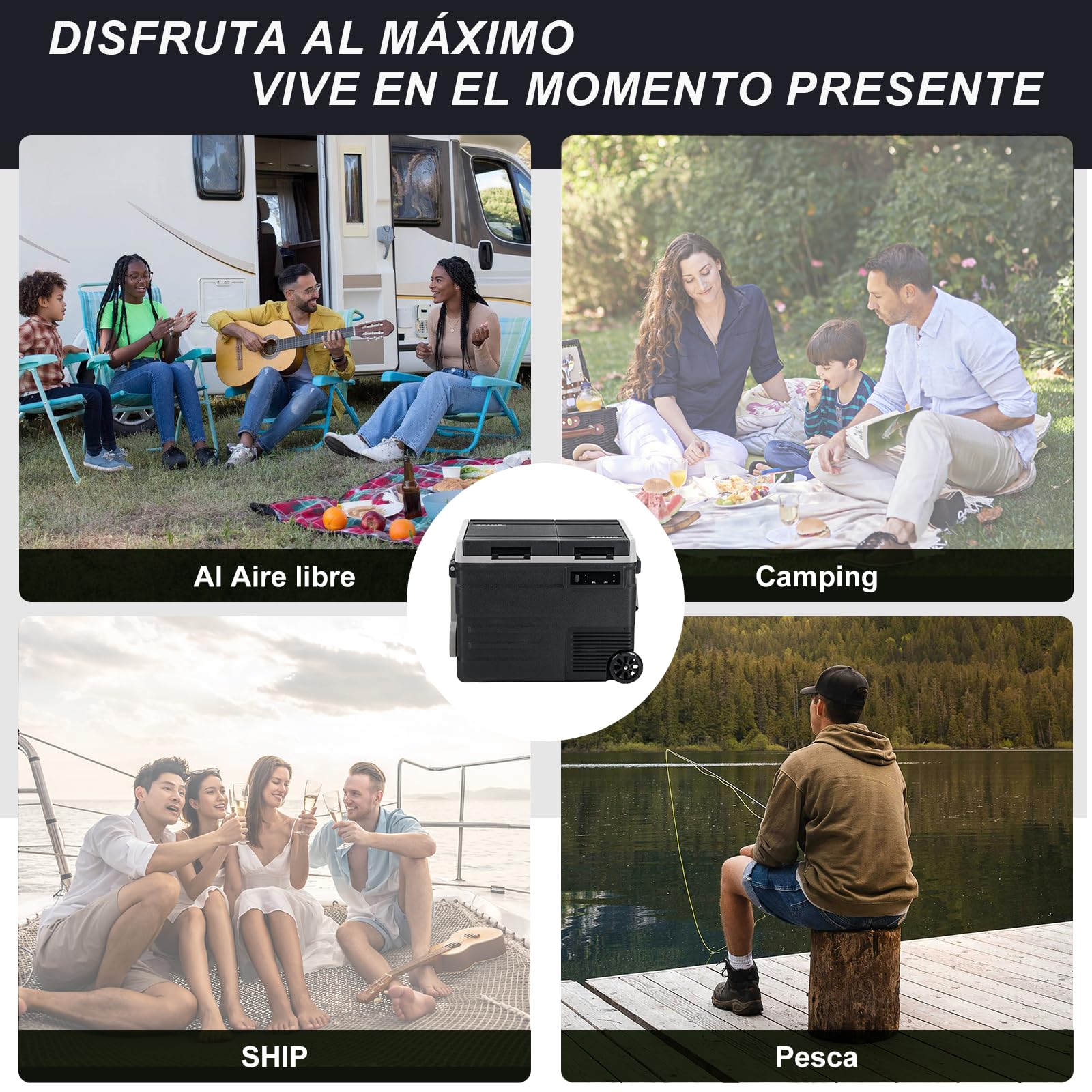 UD55 49L Doble Zona Nevera Portátil Eléctrica Refrigerador de Coche 12V 24V frigorífico CA 220v para Hogar, Con Ruedas,Nevera Camper, Viajes, Automóvil, 20ºC a 20ºC