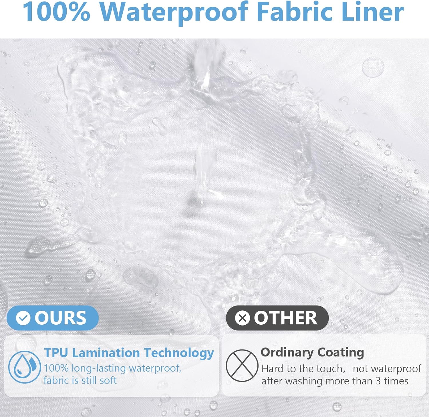 No Hook Waffle Weave Shower Curtain with Snap-in Fabric Liner,256GSM Heavy Duty Fabric Shower Curtain Set,White Waterproof Washable Luxury Shower Curtain for Bathroom Stall (72x75 Inch)