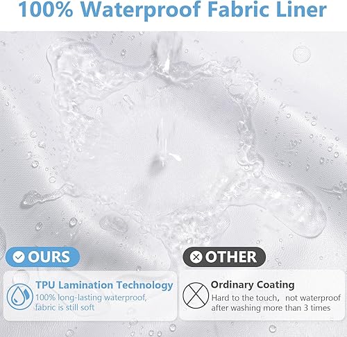 Miniatura 4 de Cortina de ducha sin gancho con forro de tela a presión, juego de cortina de ducha de tela resistente de 256 GSM, cortina de ducha de lujo blanca