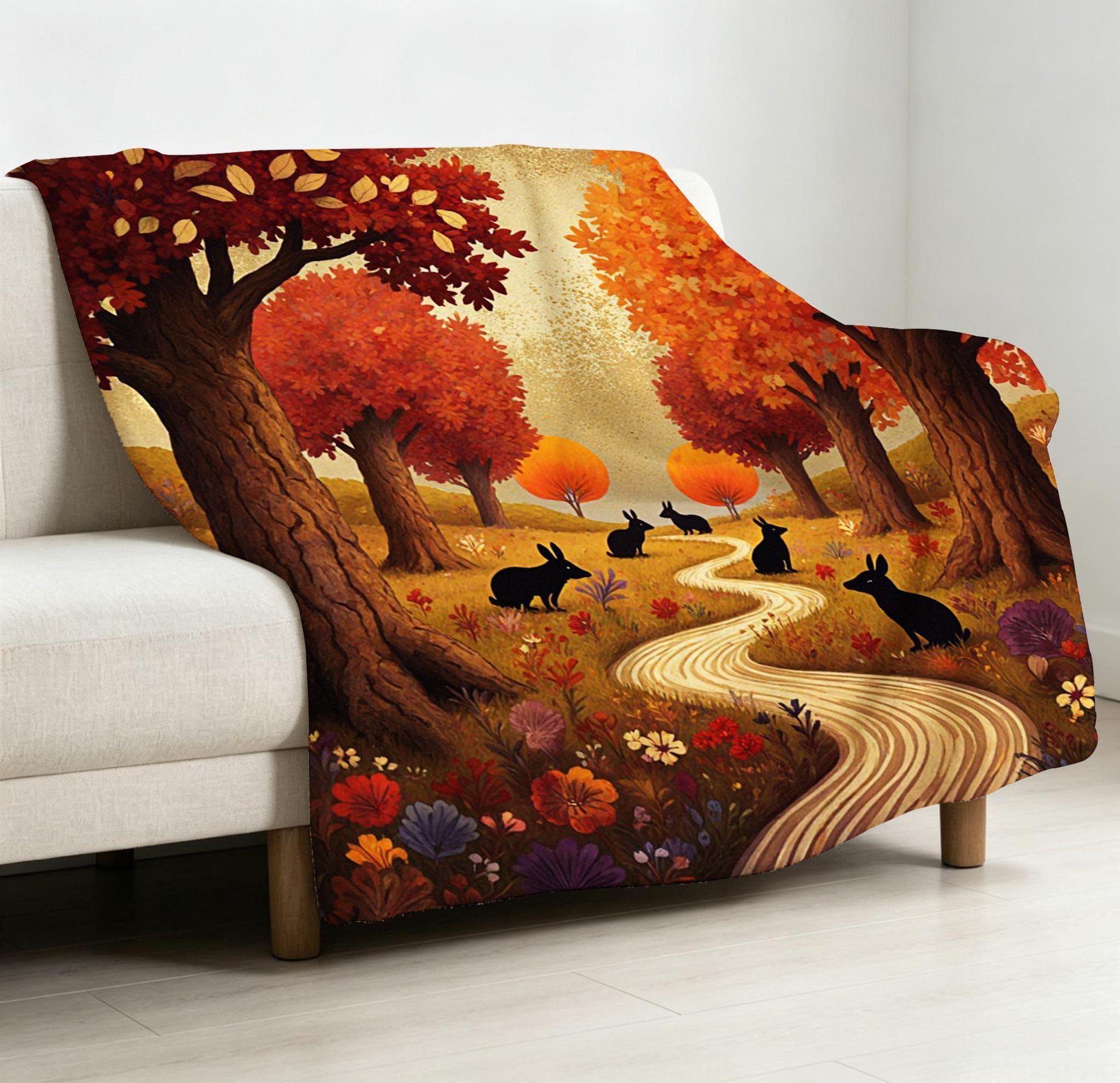 Coperta Pile Matrimoniale 240x260 cm Bosco Giallo, Coperta XXL Super Morbida Multiuso Come Copriletto o Plaid da Salotto, Calda e Leggera, Protezione dal Freddo, AW2130