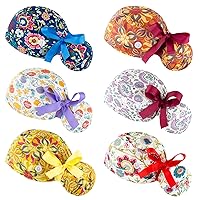 Vista 9 de Gorras quirúrgicas para mujer, gorra de trabajo ajustable, bolsa de cola de caballo, gorra de ducha con lazo en la parte trasera
