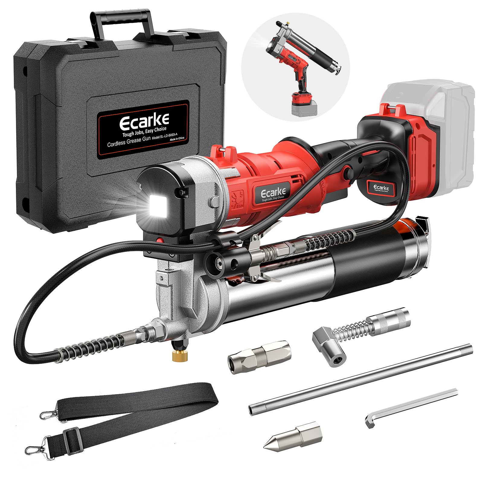 Ecarke Pistola de engrase con batería Compatible con baterías Milwaukee de 18 V