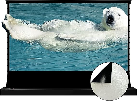 VIVIDSTORM Since 2004-Projector Screen,Pearlescent Cinema White Plus Screen,Black Housing Motorized Floor-Rising Projection Screen,VSDSTZW72H