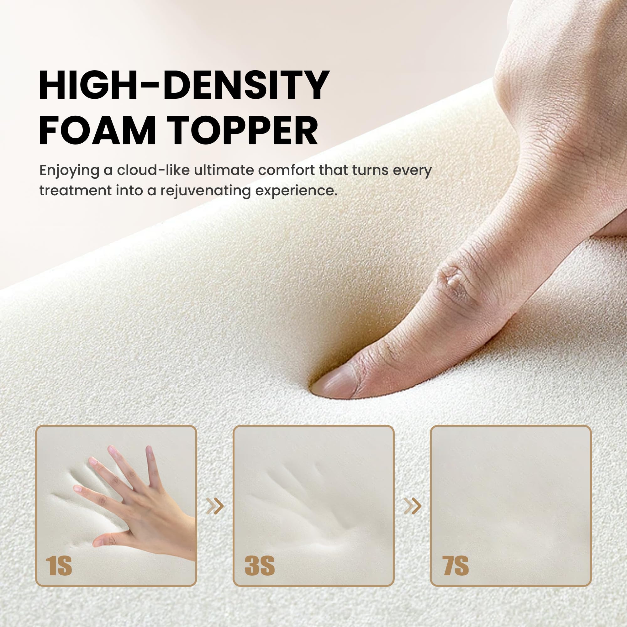 Topper de Espuma de Alta Densidad para Camilla o Lettino - Colchoneta de Masaje, Cubrematerasas para Salones de Belleza y Estética